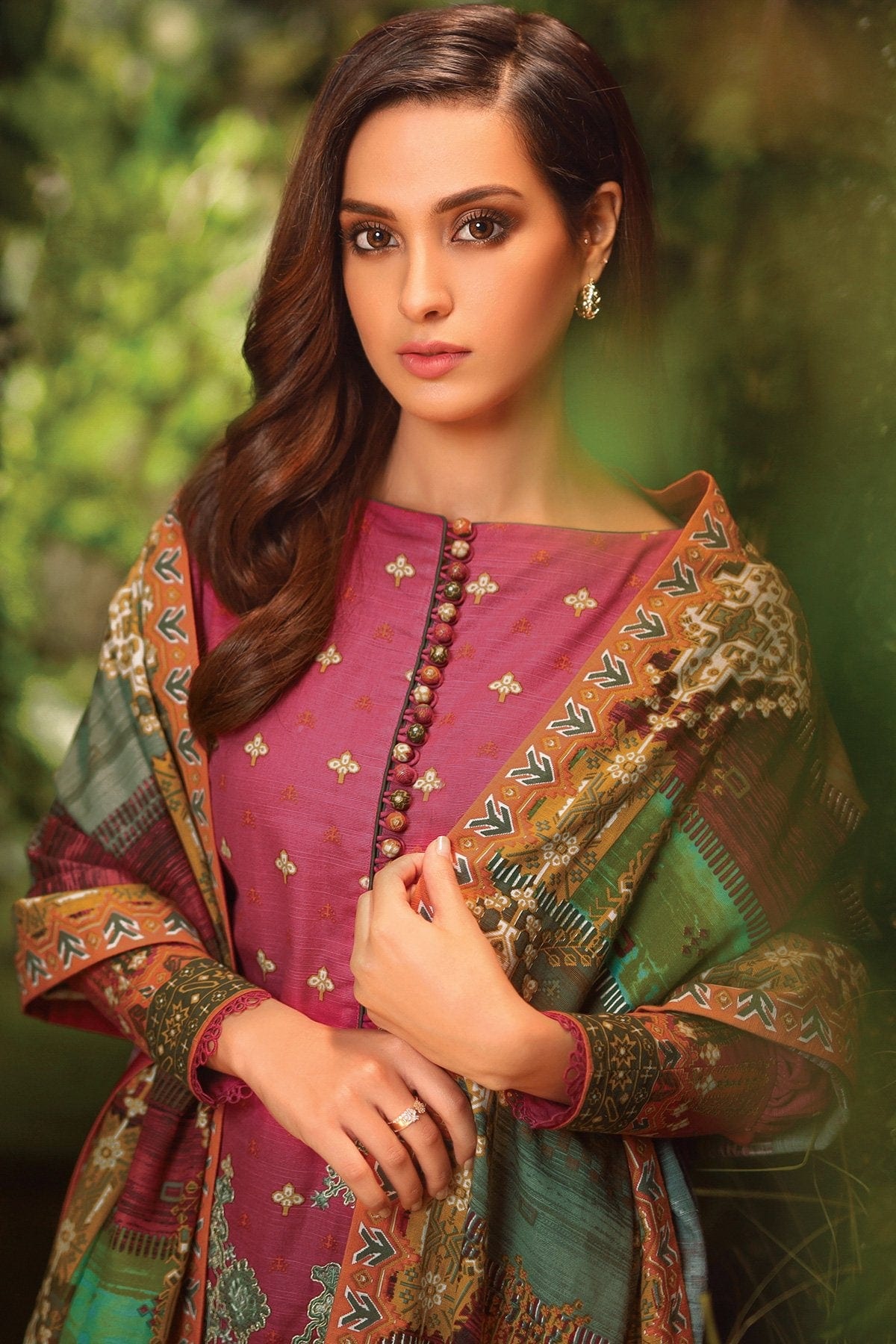 Three Piece Emboidered Khaddar Suit With Printed Khaddar Dupatta ...