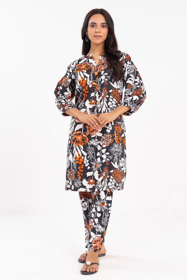 Stitched - 2 Pc Printed Raw Silk Outfit