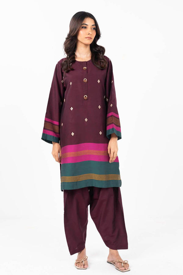 Stitched - Dyed Embroidered Yarn Dyed Kurti