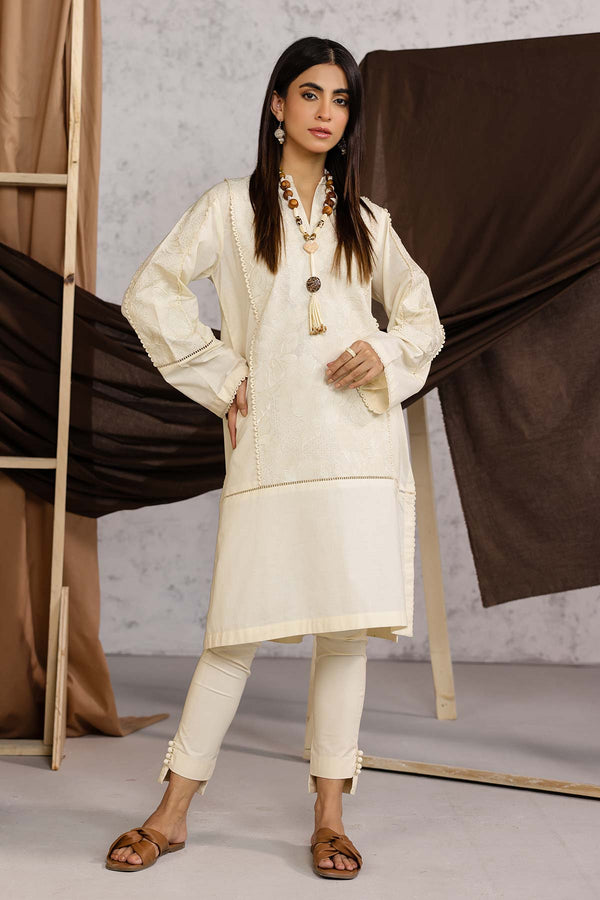 Dyed Embroidered Cambric Kurti