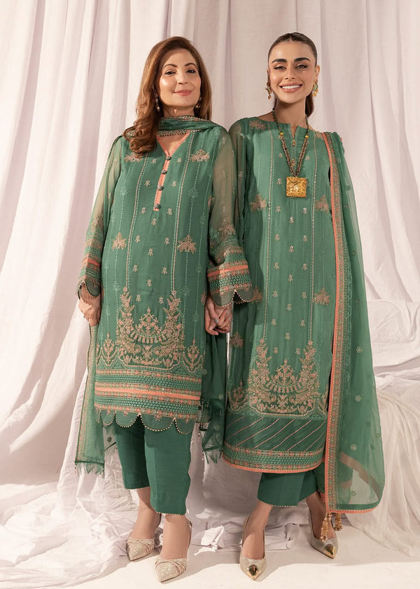 Four Piece Embroidered Chiffon Suit With Chiffon Dupatta