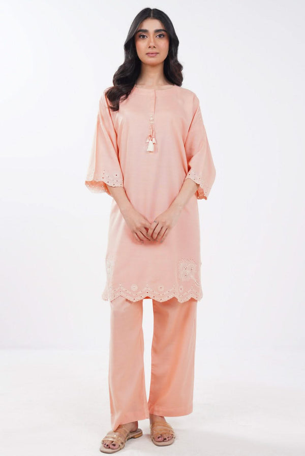 Stitched - 2 Pc Embroidered Raw Silk Outfit