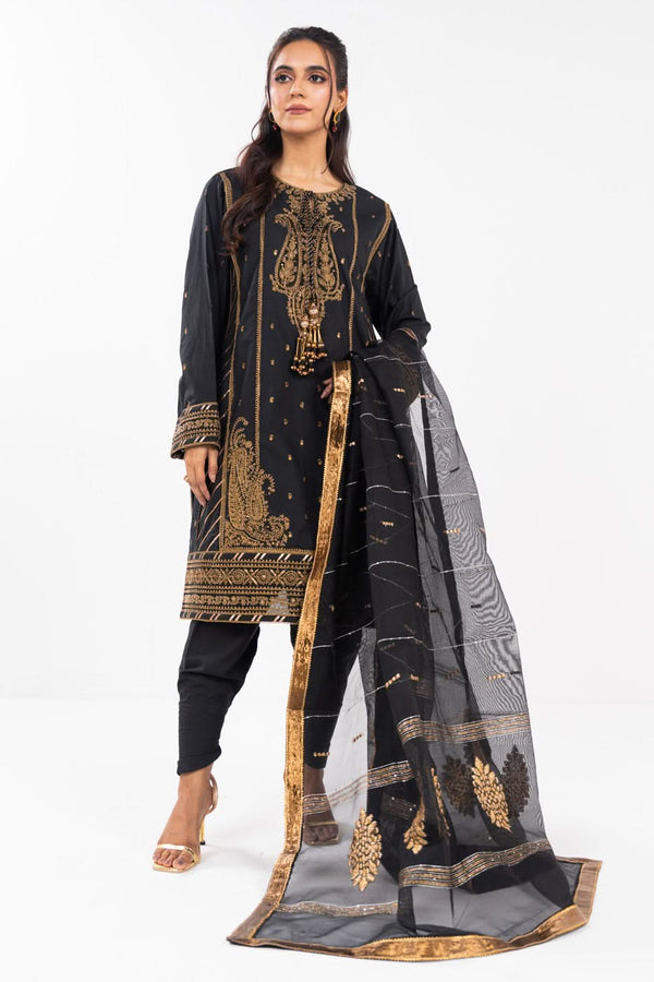 3 Pc Embroidered Lawn Suit With Yarn Dyed Dupatta