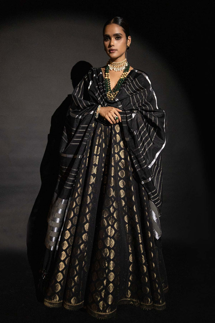 Black Silk Blend Yarndyed Dupatta