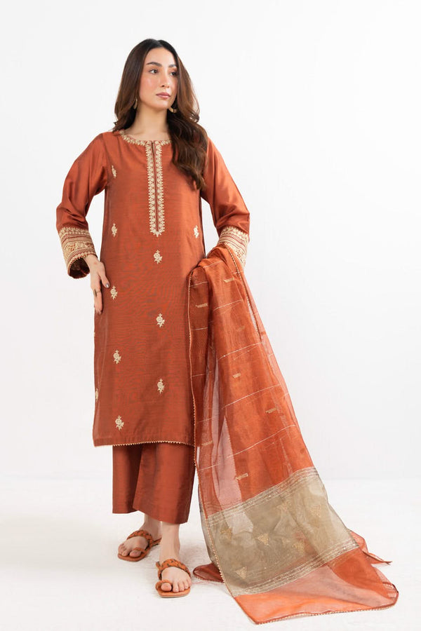 Stitched - 3 Pc Embroidered Printed Cotton Lawn Outfit