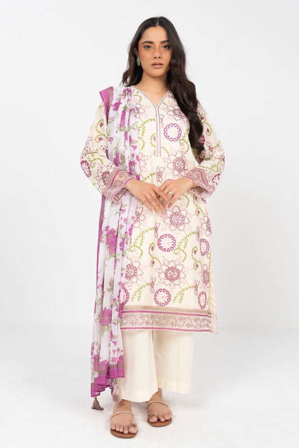 Stitched - 3 Pc Embroidered Lawn Outfit