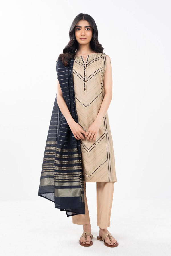 Stitched - 2 Pc Printed Cotton Silk Outfit