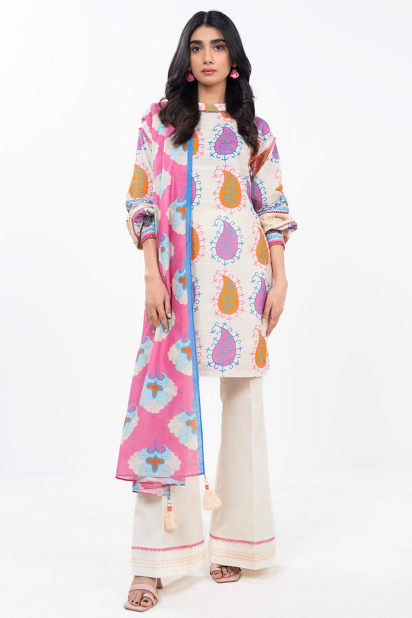 3 Piece Printed Khaddar Shirt With Printed Khaddar Dupatta