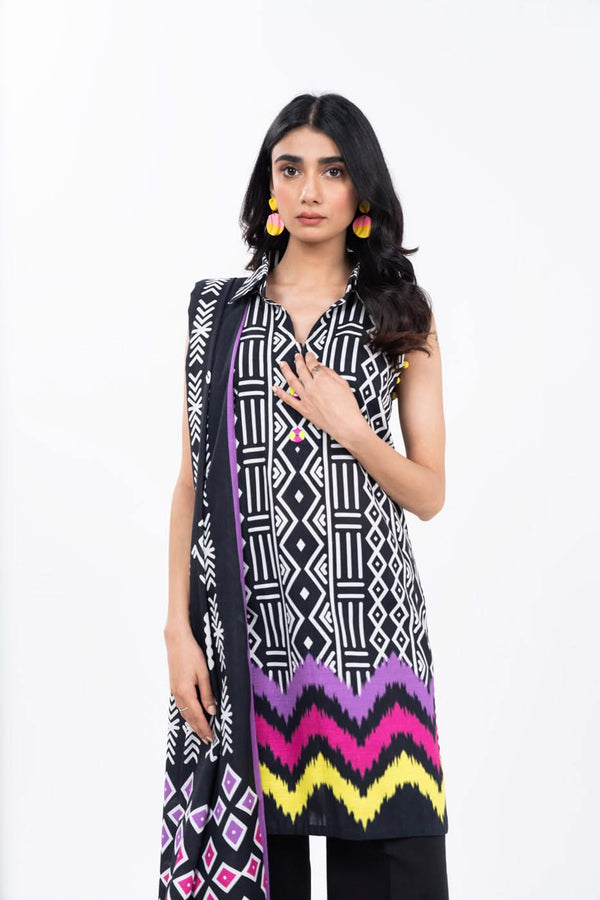 3 Piece Printed Khaddar Suit With Printed Light Khaddar Dupatta