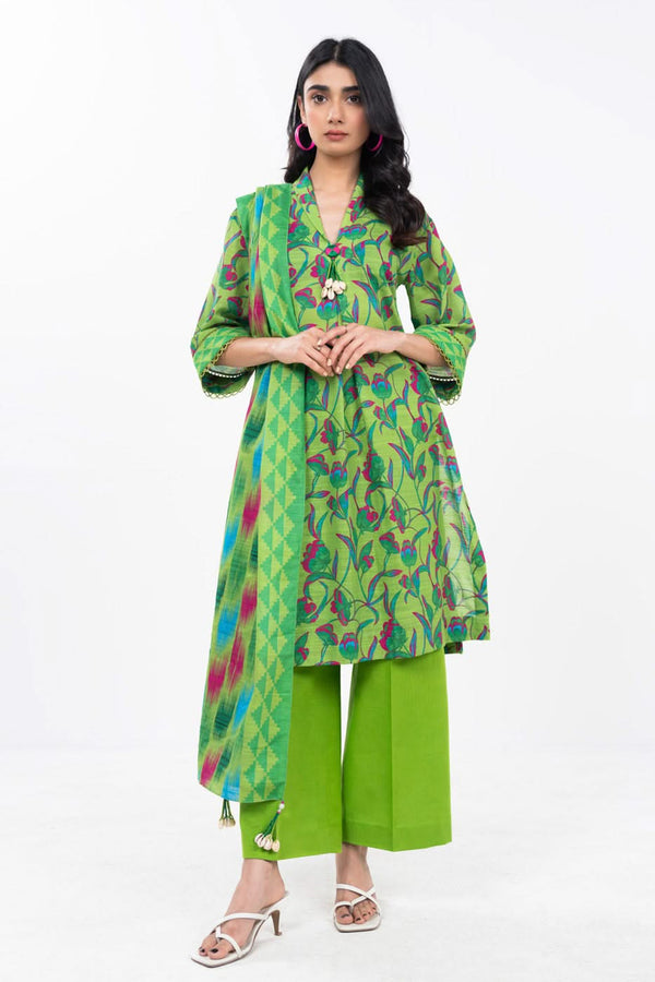 3 Piece Printed Khaddar Suit With Printed Light Khaddar Dupatta