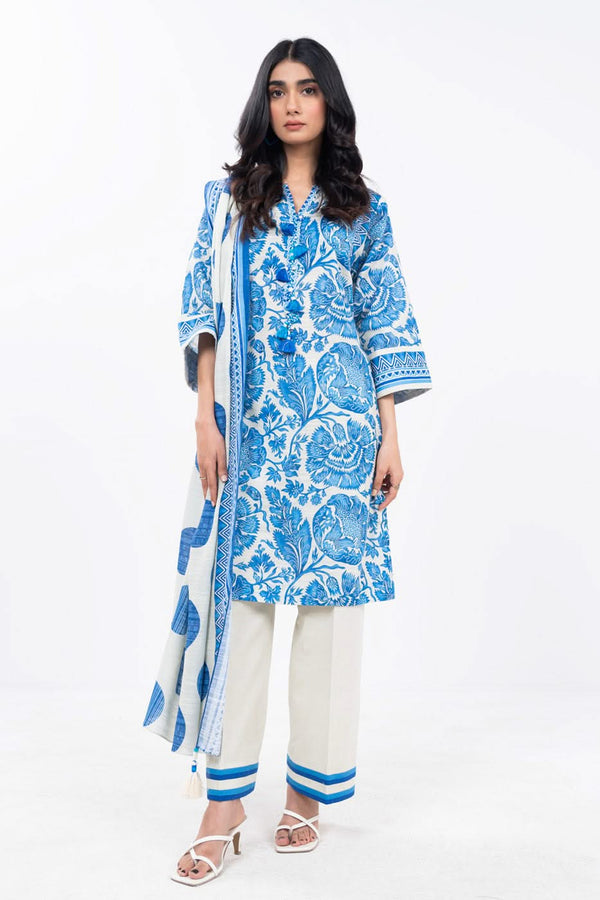 3 Piece Printed Khaddar Suit With Printed Light Khaddar Dupatta