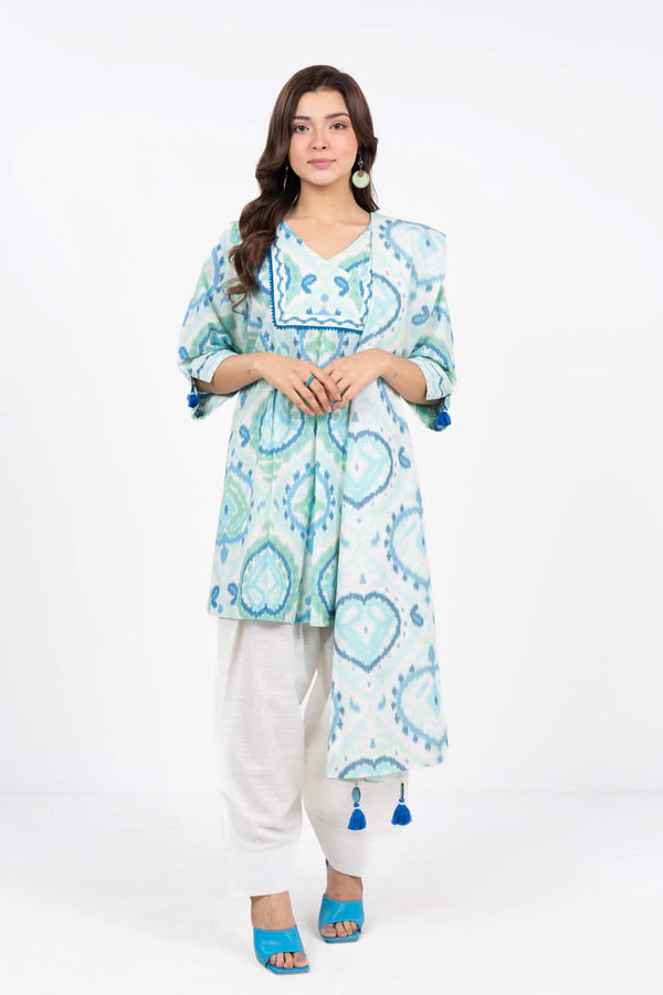 3 Piece Printed Cambric Suit With Printed Light Cambric Dupatta