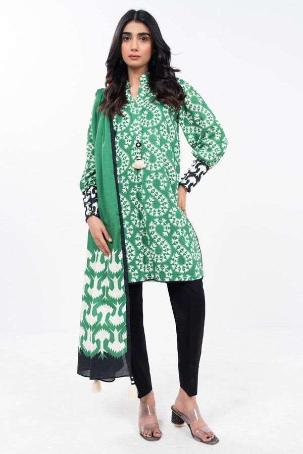 3 Piece Printed Khaddar Suit With Printed Light Khaddar Dupatta