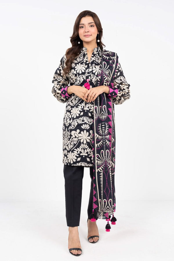 3 Piece Printed Cambric Suit With Printed Light Cambric Dupatta