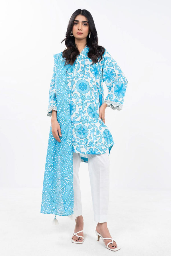 3 Piece Printed Khaddar Shirt With Printed Khaddar Dupatta