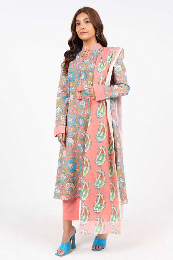 2 Piece Printed Khaddar Suit With Light Khaddar Dupatta