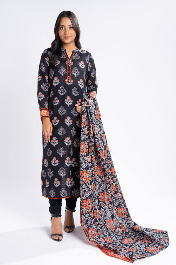 3 Piece Printed Khaddar Suit With Light Khaddar Dupatta