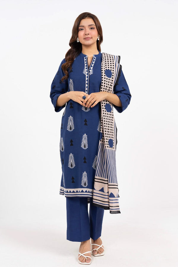 3 Piece Printed Cambric Suit With Printed Lawn Dupatta