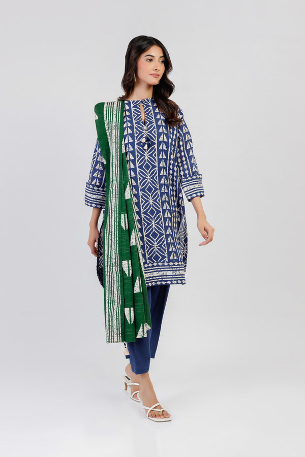 3 Piece Printed Khaddar Suit With Light Khaddar Dupatta