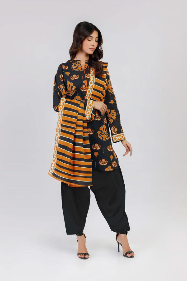 2 Piece Printed Khaddar Suit With Khaddar Trouser