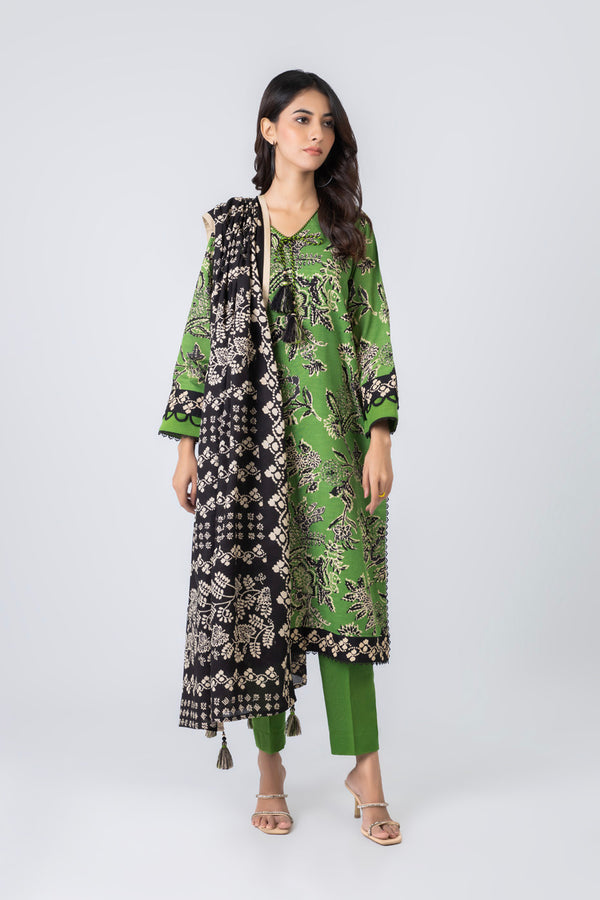 3 Piece Printed Khaddar Suit With Light Khaddar Dupatta