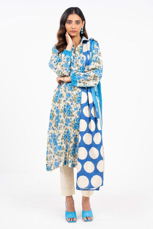 3 Piece Printed Khaddar Suit With Light Khaddar Dupatta