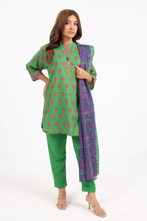 3 Piece Printed Khaddar Suit With Light Khaddar Dupatta