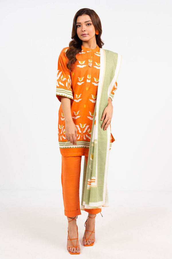 3 Piece Printed Karandi Suit With Karandi Dupatta