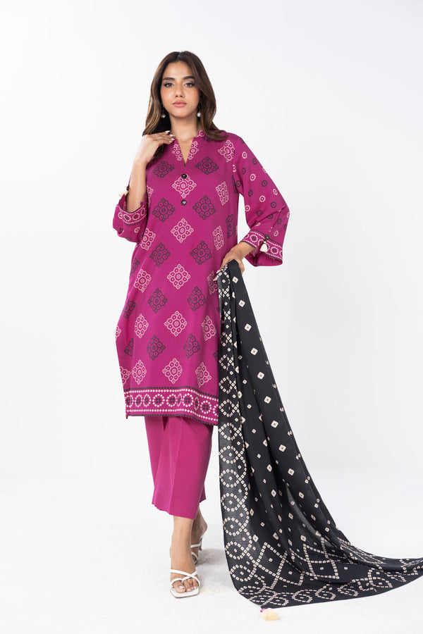 3 Piece Printed Dobby Viscose Suit With Twill Viscose Dupatta