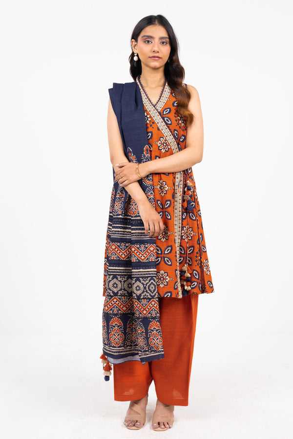 2 Piece Printed Khaddar Suit With Khaddar Dupatta