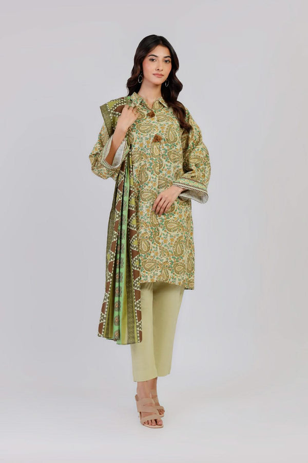 3 Piece Printed light Khaddar Suit With Light Khaddar Dupatta