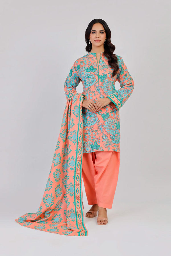 3 Piece Printed light Khaddar Suit With Light Khaddar Dupatta