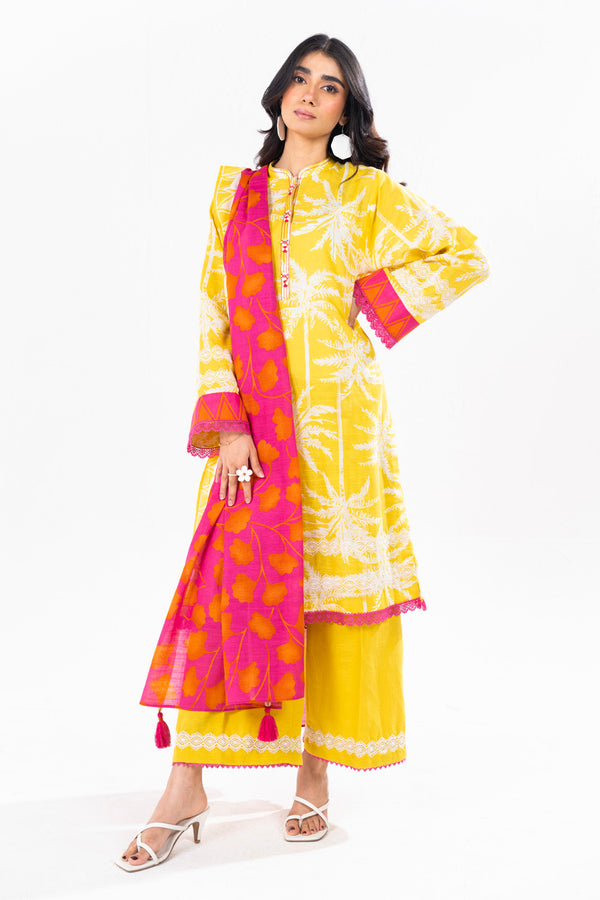 3 Piece Printed Khaddar Suit With Light Khaddar Dupatta