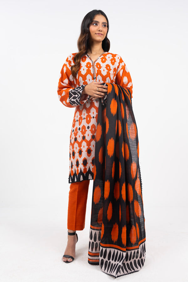 3 Piece Printed Khaddar Suit With Light Khaddar Dupatta