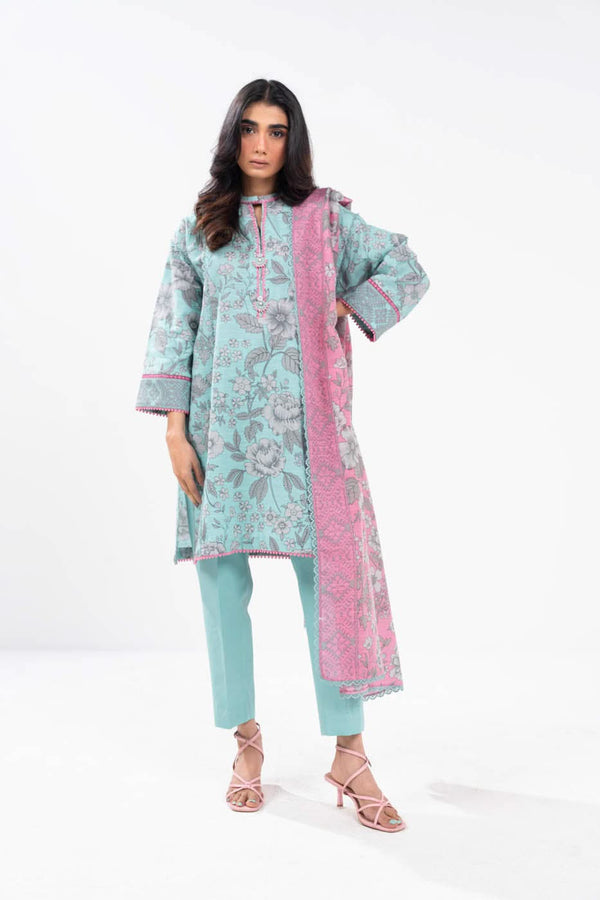 3 Piece Printed Khaddar Suit With Light Khaddar Dupatta