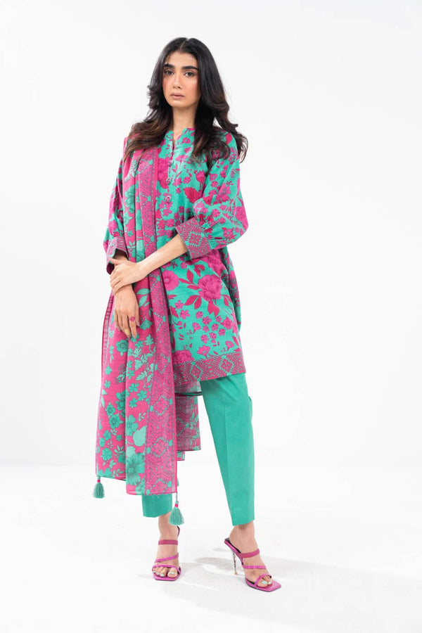 3 Piece Printed Khaddar Suit With Light Khaddar Dupatta