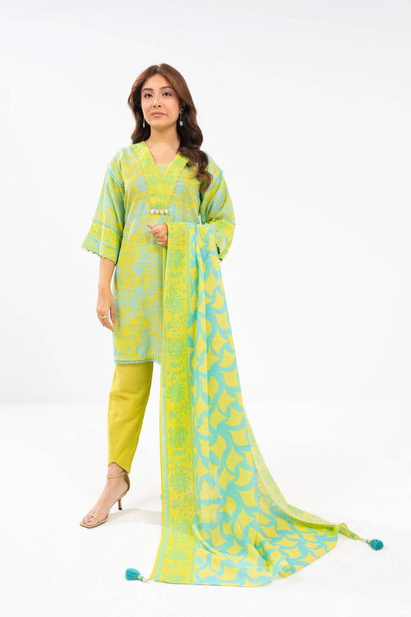 3 Piece Printed Khaddar Suit With Light Khaddar Dupatta