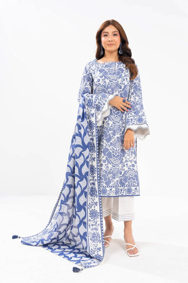 3 Piece Printed Khaddar Suit With Light Khaddar Dupatta