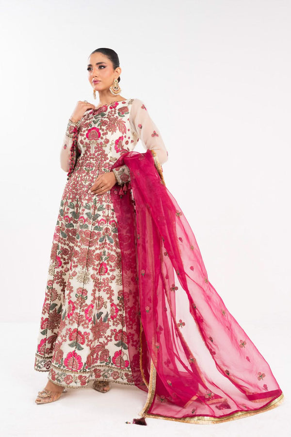 4 Piece Embroidered Yarn Dyed Organza Suit With Dyed Organza Dupatta