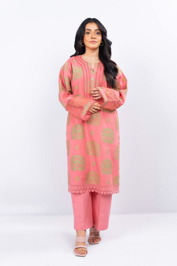 2 Pc Dyed Jacquard Shirt With Dyed Cambric Trouser