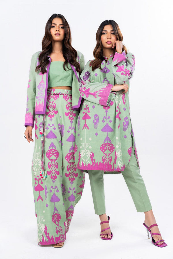 2 Pc Dyed Embroidered Light Cambric Shirt With Printed Chiffon Dupatta