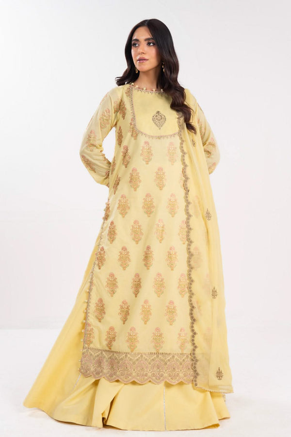 3 Piece Printed Lawn  Suit With Chiffon Dupatta