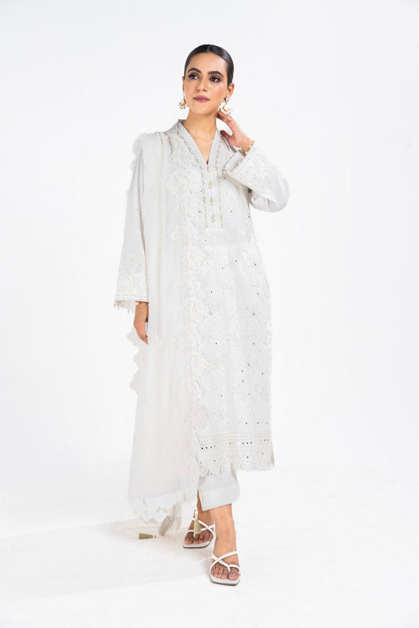 4 Pc Embroidered Lawn Shirt With Embroidered Poly Chiffon Dupatta