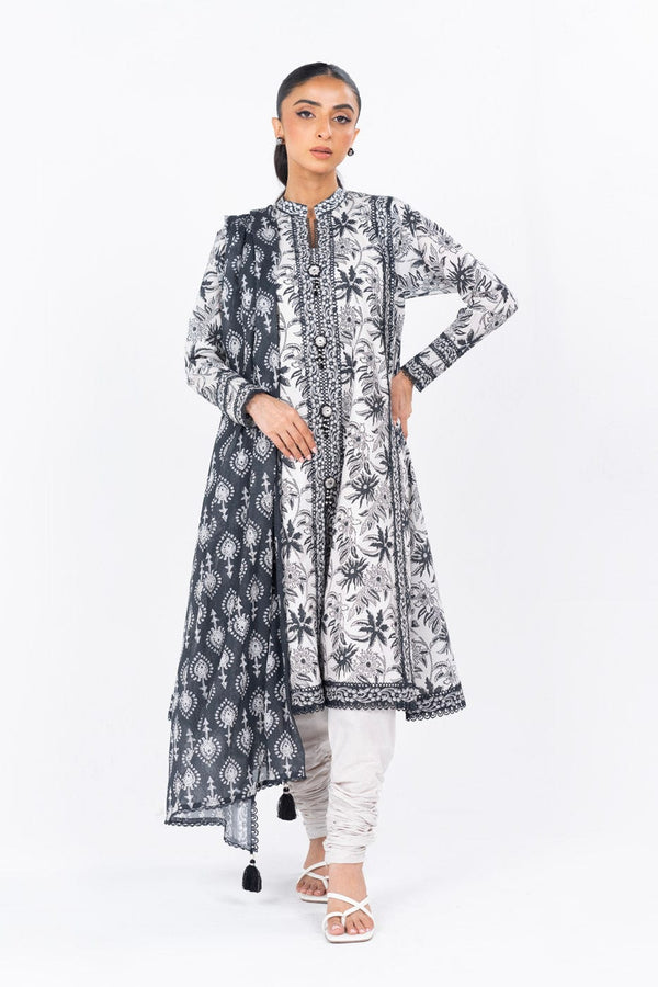 2 Pc Printed Cambric Suit With Printed Lawn Dupatta