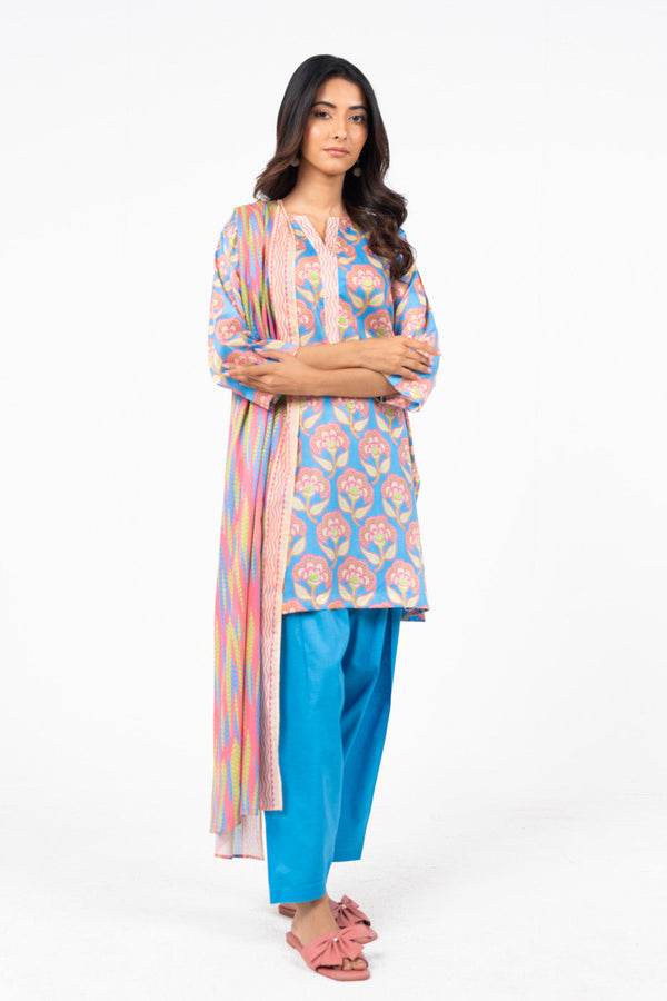 3 Pc Printed Lawn Suit With Lawn Dupatta