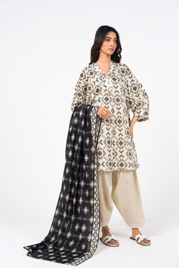 3 Pc Printed Lawn Suit With Lawn Dupatta