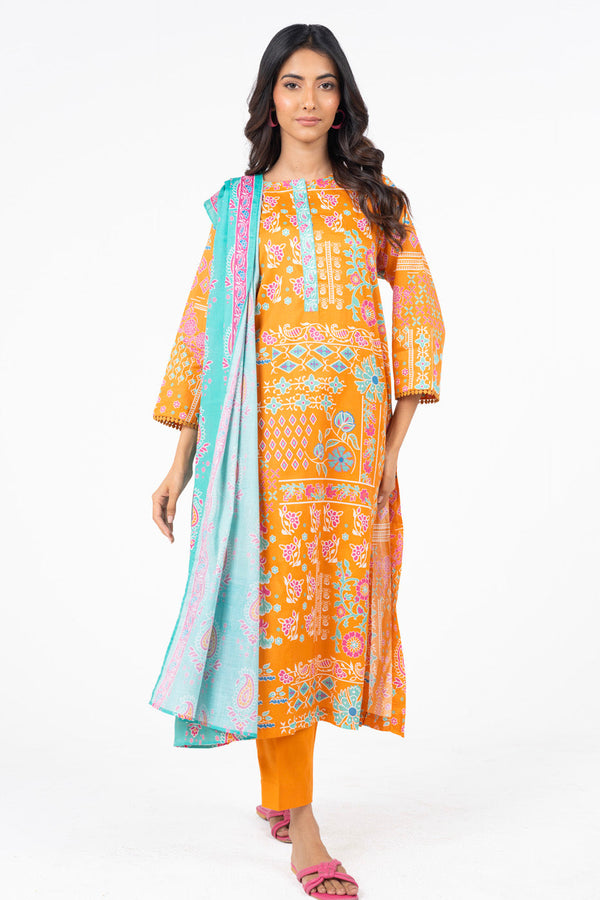 3 Pc Printed Lawn Suit With Lawn Dupatta