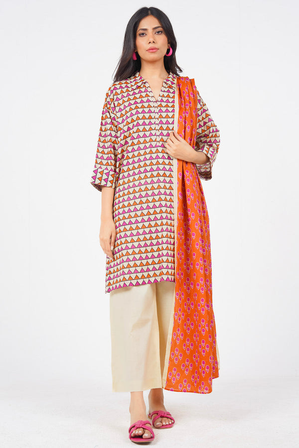 3 Pc Printed Lawn Suit With Lawn Dupatta