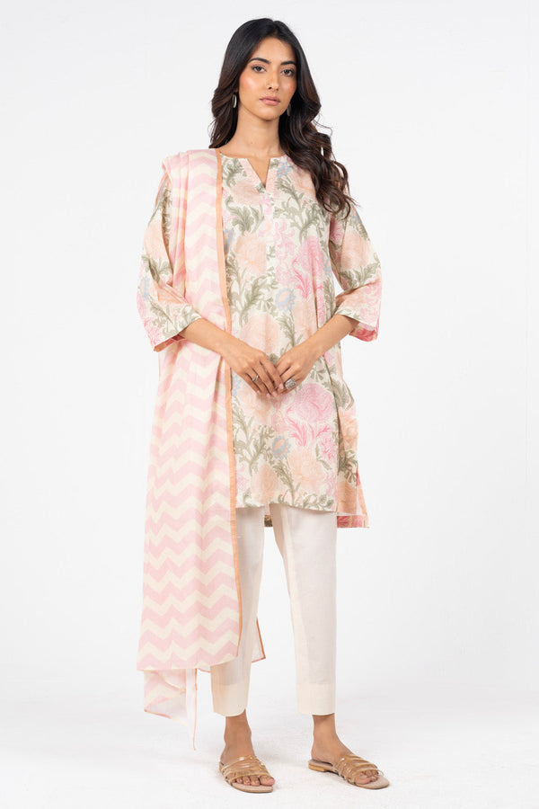 3 Pc Printed Lawn Suit With Lawn Dupatta