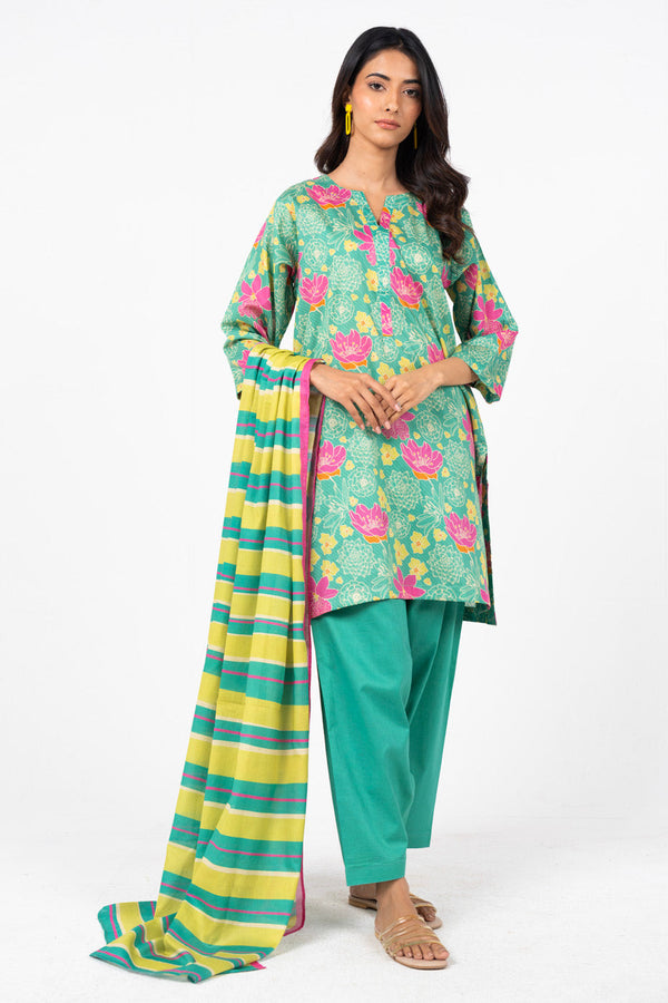 3 Pc Printed Lawn Suit With Lawn Dupatta